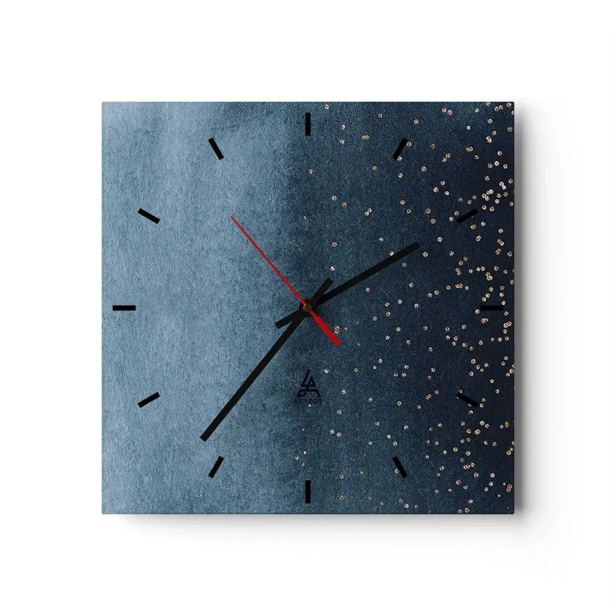 Horloge murale - Pendule murale - Dégradés bleus avec de subtils accents dorés - 30x30cm - Composition - phases bleues - Décoration murale moderne pour le salon et la chambre ARTTOR