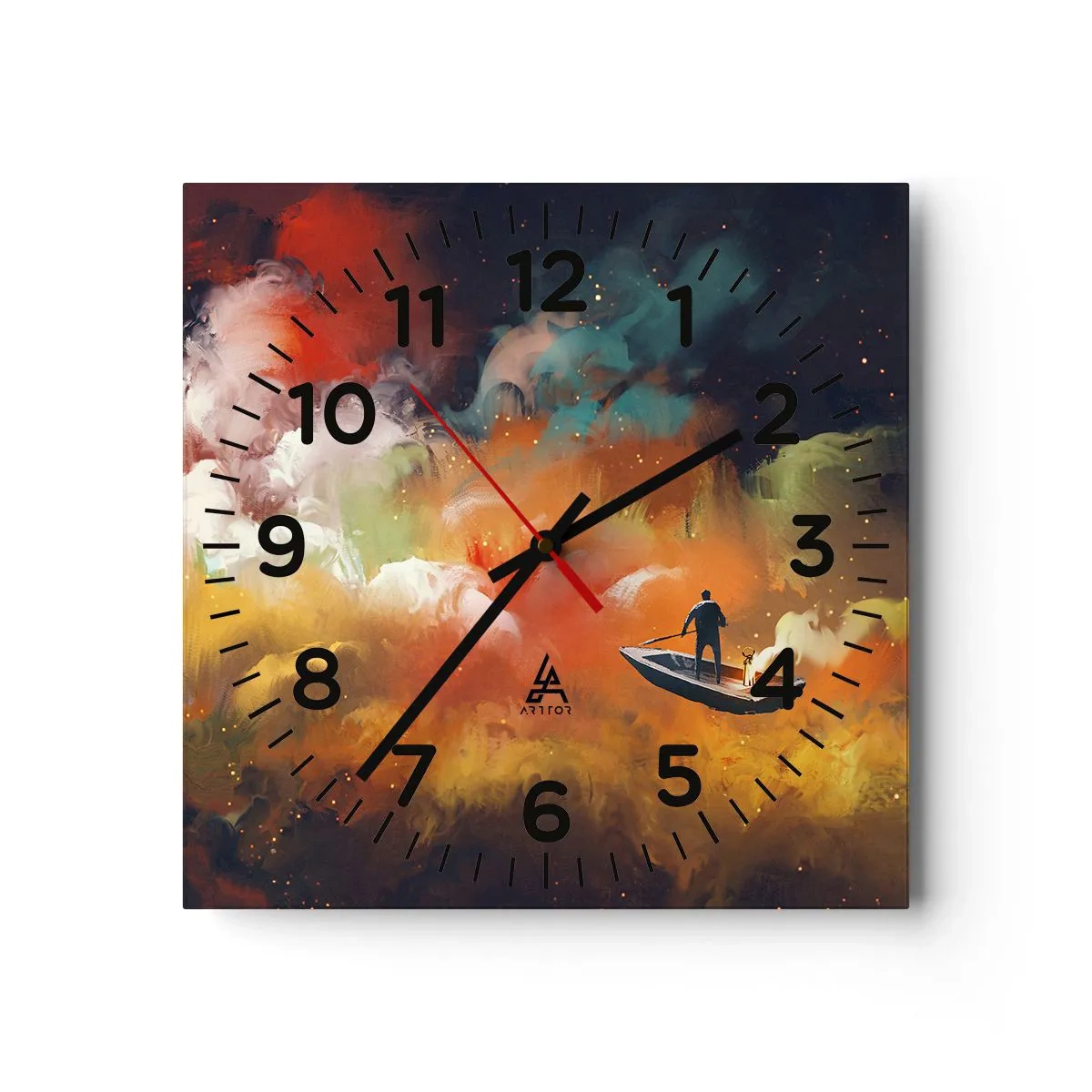 Horloge murale - Pendule murale - En bateau à travers la galaxie - 40x40 cm