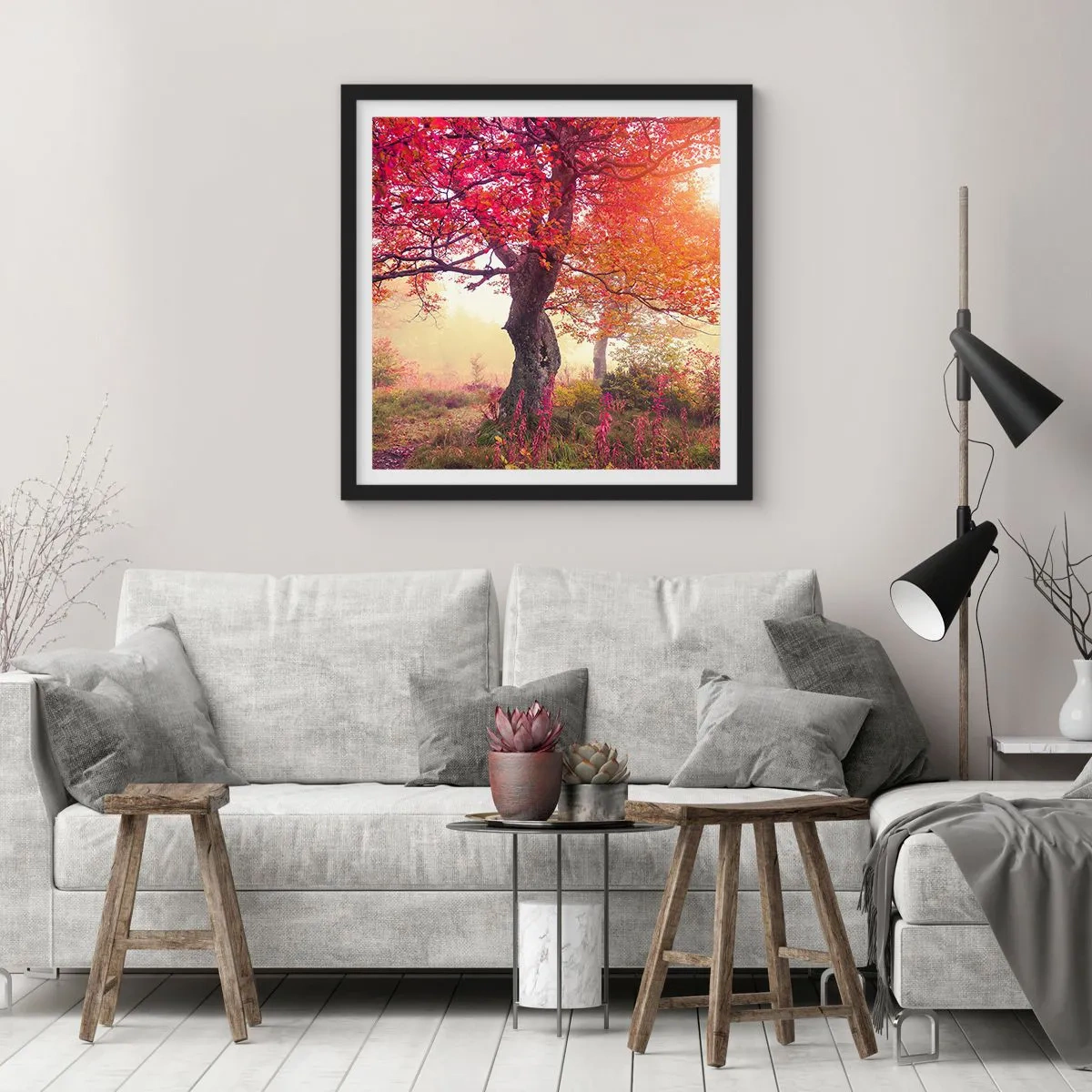 Affiche dans un cadre noir - Poster - Frénésie de floraison - 50x50 cm