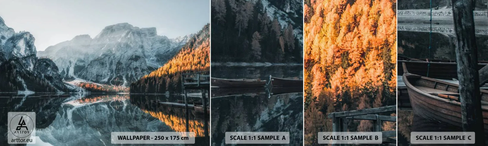 Échantillon De Papier Peint Standard Eco - Reflet de paysage - Paysage, Montagnes, Lac - 100x30 cm