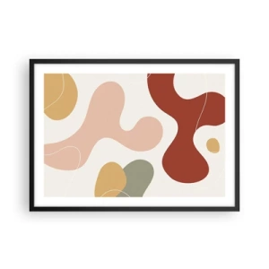 Affiche dans un cadre noir - Poster - Une composition abstraite aux tons pastel avec des formes dynamiques. - 70x50cm - Entrelac - Décoration murale moderne pour le salon et la chambre ARTTOR