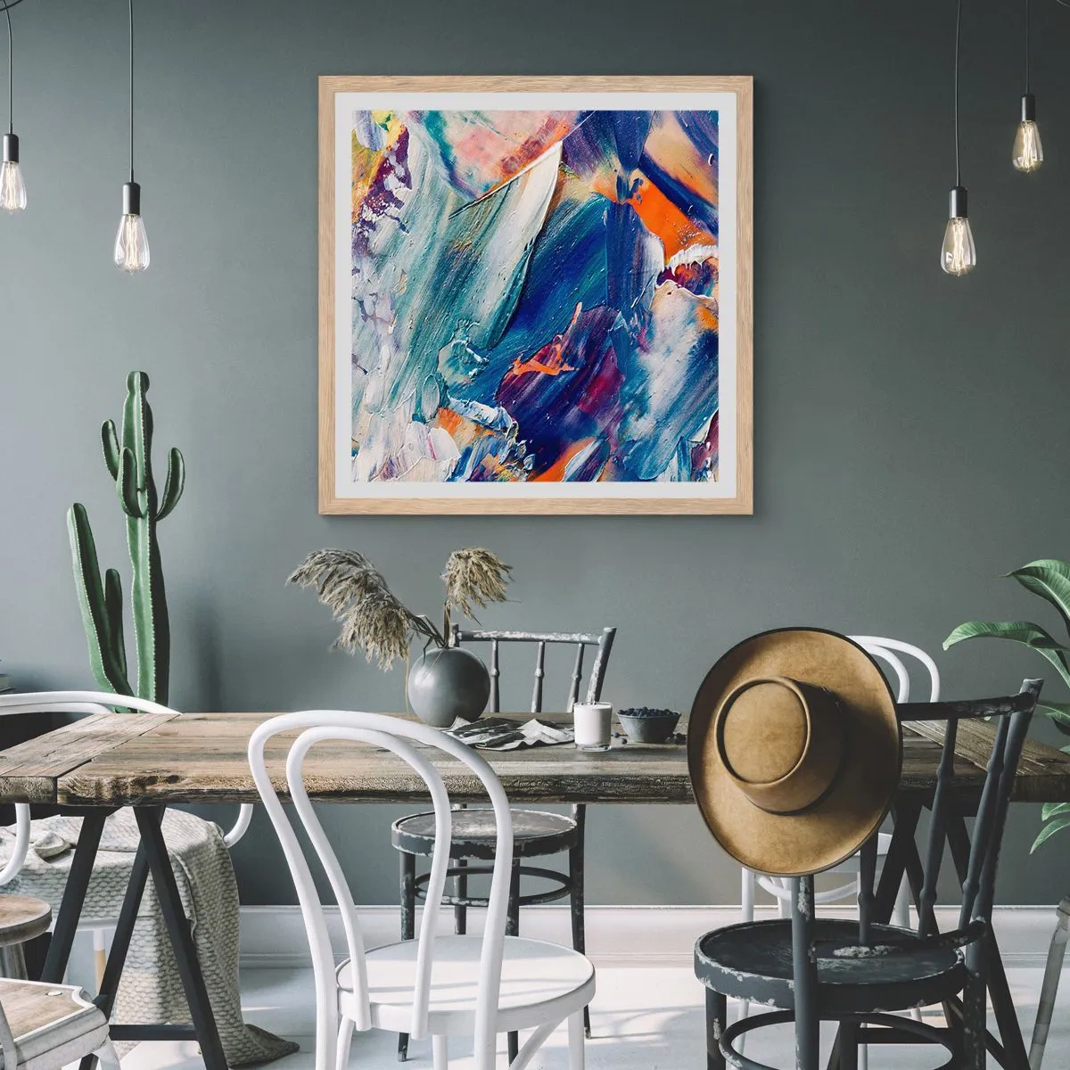 Affiche dans un chêne clair - Poster - Confusion des couleurs - 60x60 cm