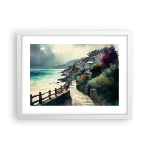 Affiche dans un cadre blanc - Poster - Ville méditerranéenne - 40x30 cm