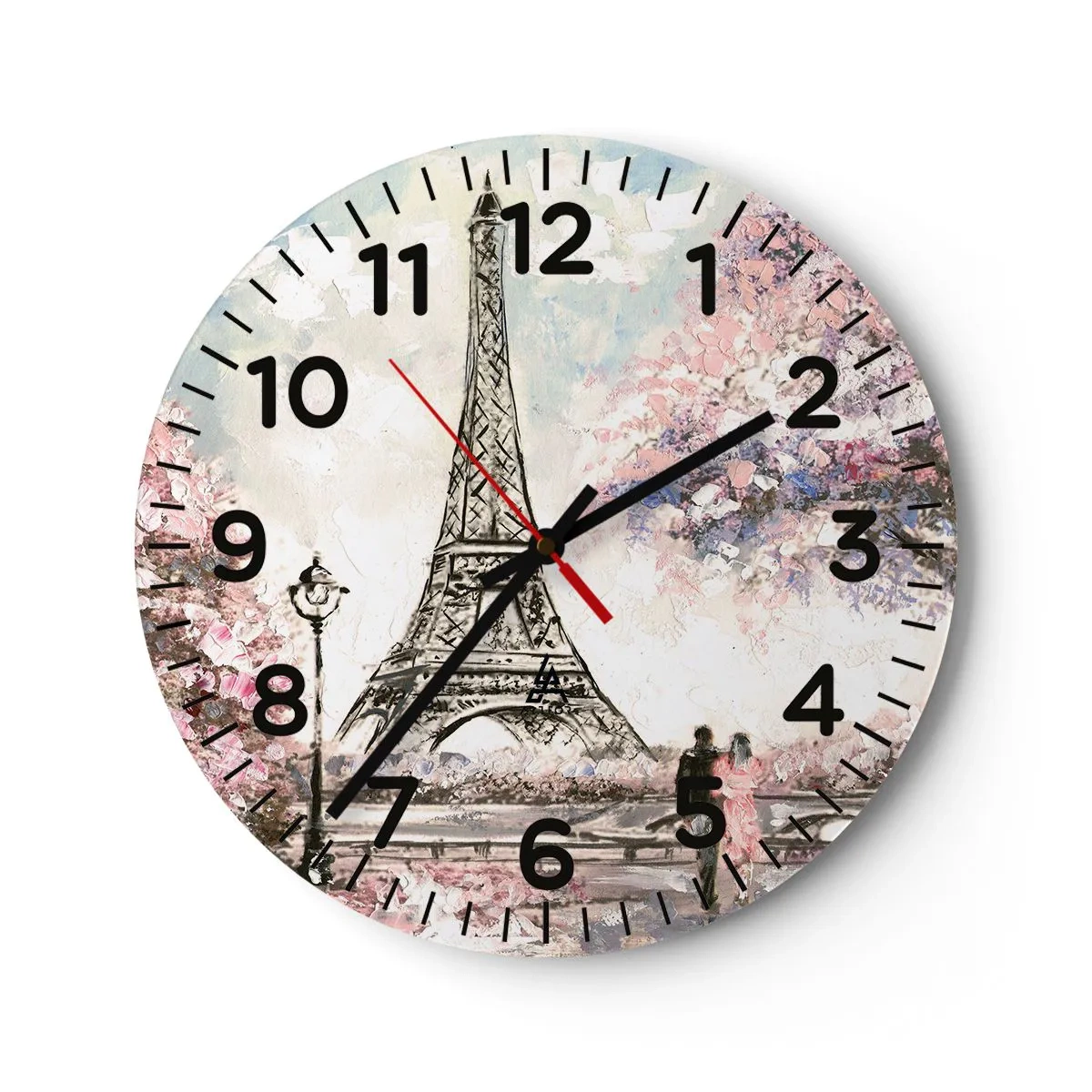 Horloge murale - Pendule murale - Balade d'avril à Paris - 40x40 cm