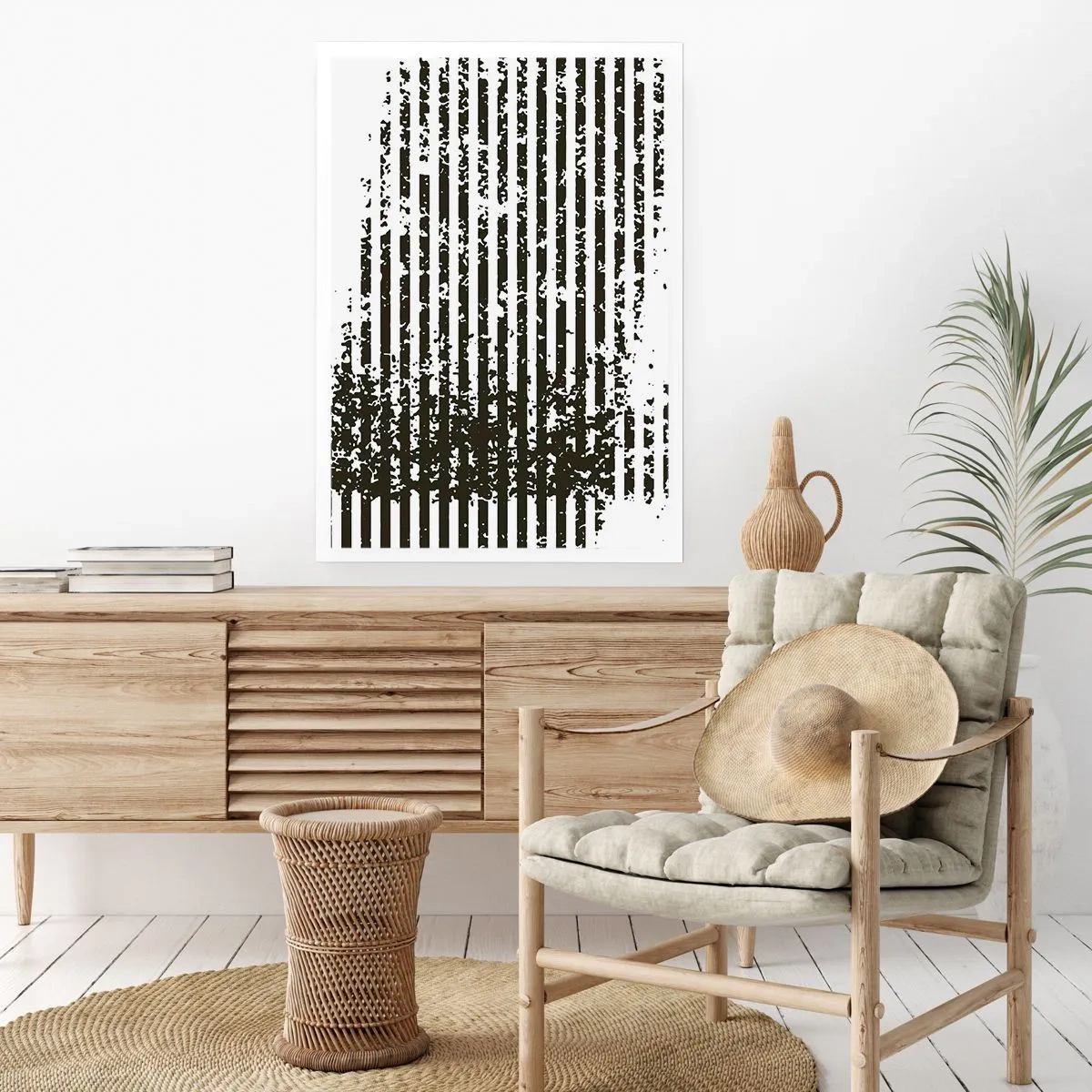 Affiche - Poster - Motif abstrait avec des lignes et de la texture - 50x70cm - Rythme et bruissement - Décoration murale moderne pour le salon et la chambre ARTTOR