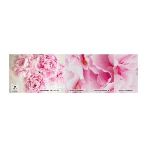 Échantillon de Papier Peint Premium Canvas - En glamour rose - Pivoines, Bouquet de fleurs, Fleurs - 100x30 cm