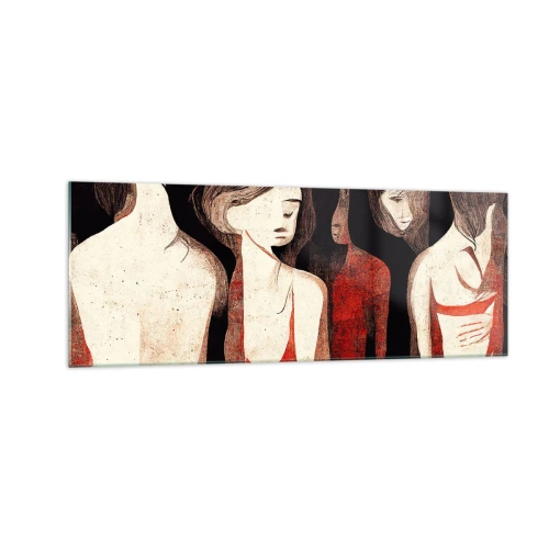 Impression sur verre - Image sur verre - Figures artistiques dans une composition abstraite - 140x50cm - Madones des ténèbres - Décoration murale moderne pour le salon et la chambre ARTTOR