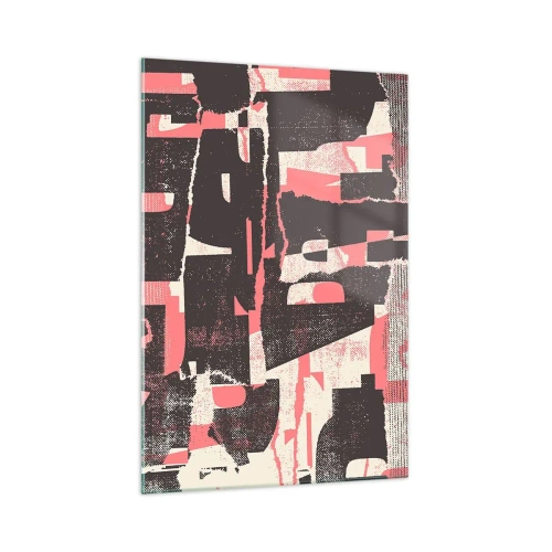 Impression sur verre - Image sur verre - Une composition abstraite dans les tons de rose et de marron. - 70x100cm - Tout ce tapage - Décoration murale moderne pour le salon et la chambre ARTTOR