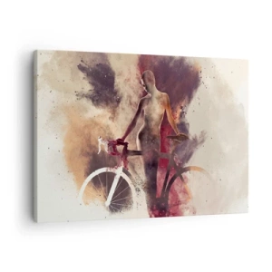 Impression sur toile - Image sur toile - Silhouette abstraite avec un vélo dans un style artistique - 70x50cm - Une âme de vélo aux formes marbrées - Décoration murale moderne pour le salon et la chambre ARTTOR