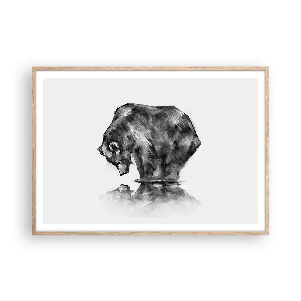 Affiche dans un chêne clair - Poster - Ravi de rencontrer quelqu'un de proche - 100x70 cm