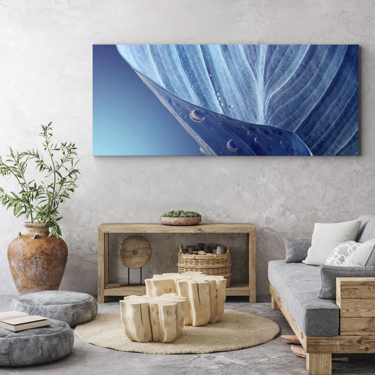 Impression sur toile - Image sur toile - Gouttes cachées du bleu - 100x40 cm