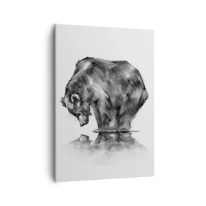 Impression sur toile - Image sur toile - Un dessin d'un ours dans un style minimaliste - 50x70cm - Ravi de rencontrer quelqu'un de proche - Décoration murale moderne pour le salon et la chambre ARTTOR