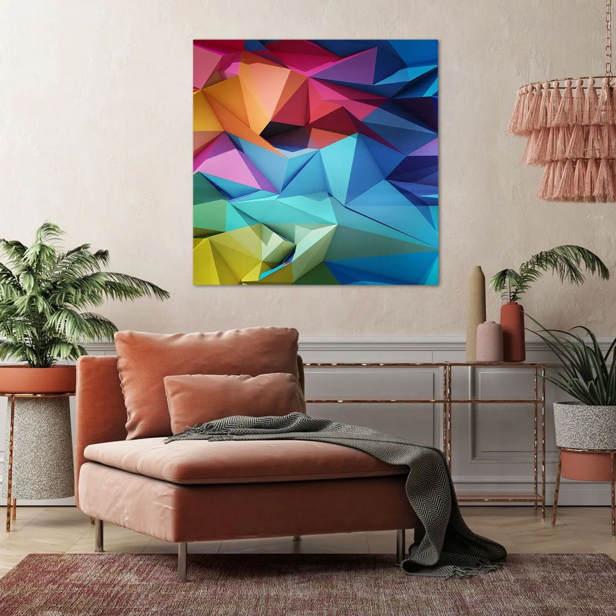 Impression sur toile - Image sur toile - Origami arc-en-ciel - 60x60 cm