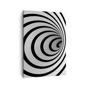 Impression sur toile - Image sur toile - Une spirale noire et blanche créant un effet hypnotique - 50x70cm - Tu ne peux pas y résister aussi ? - Décoration murale moderne pour le salon et la chambre ARTTOR