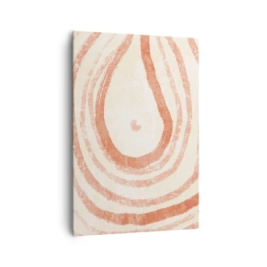 Impression sur toile - Image sur toile - Un motif abstrait de lignes concentriques dans des tons de terre cuite. - 70x100cm - Cercles de corail – composition - Décoration murale moderne pour le salon et la chambre ARTTOR