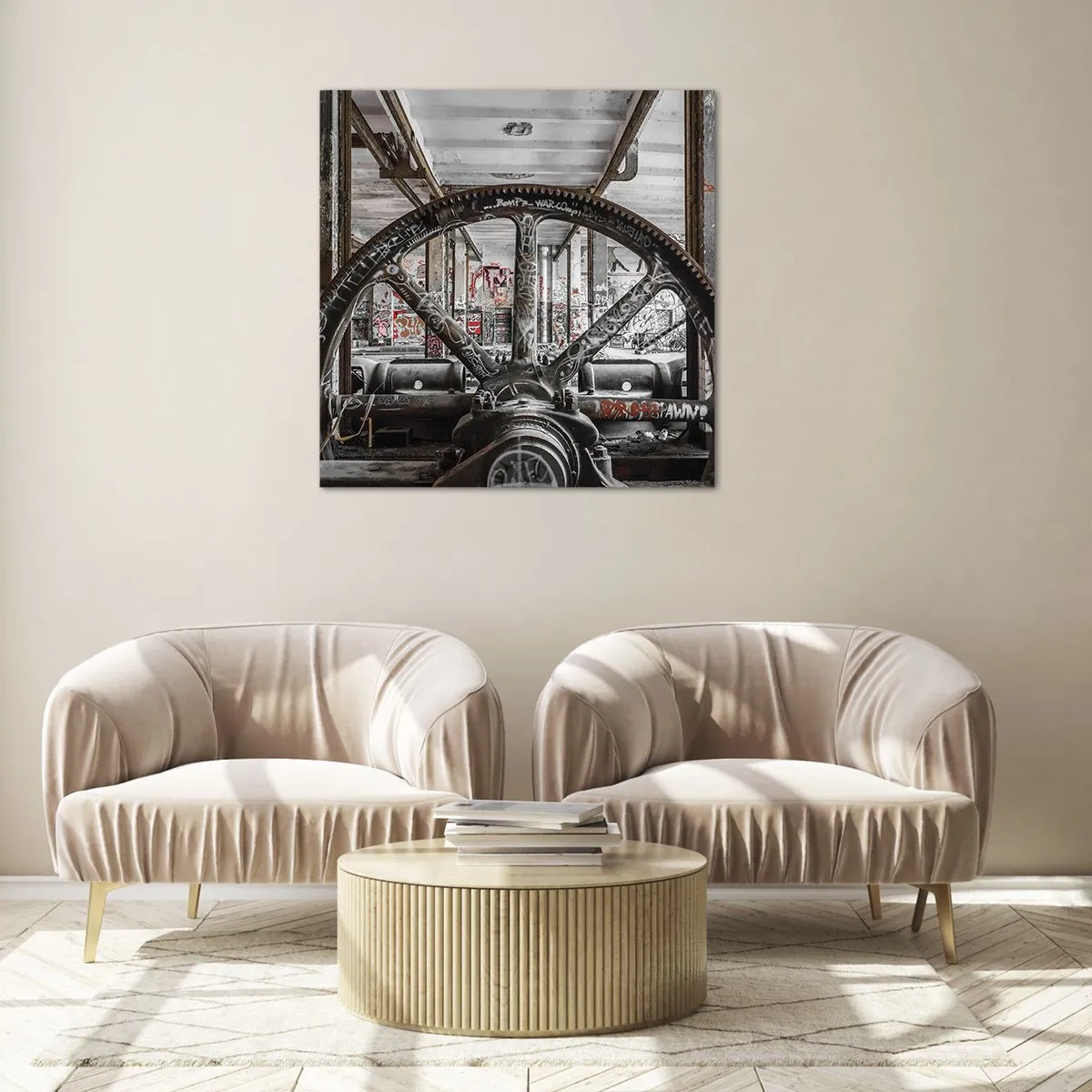 Impression sur verre - Image sur verre - Vie secrète d'une usine - 70x70 cm