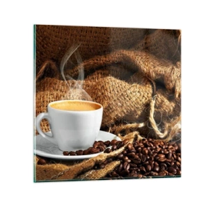 Impression sur verre - Image sur verre - L'odeur du moka et la densité du miel liquide - 30x30 cm