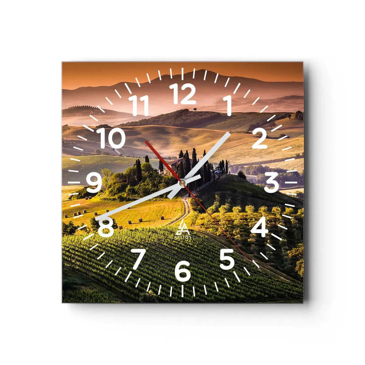 Horloge murale - Pendule murale - Arcadie - le paysage toscan - 40x40 cm