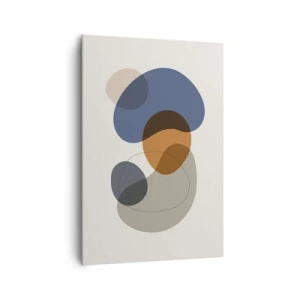 Impression sur toile - Image sur toile - Formes abstraites colorées dans des tons de bleu et de marron - 70x100cm - Gouttes de couleur - Décoration murale moderne pour le salon et la chambre ARTTOR