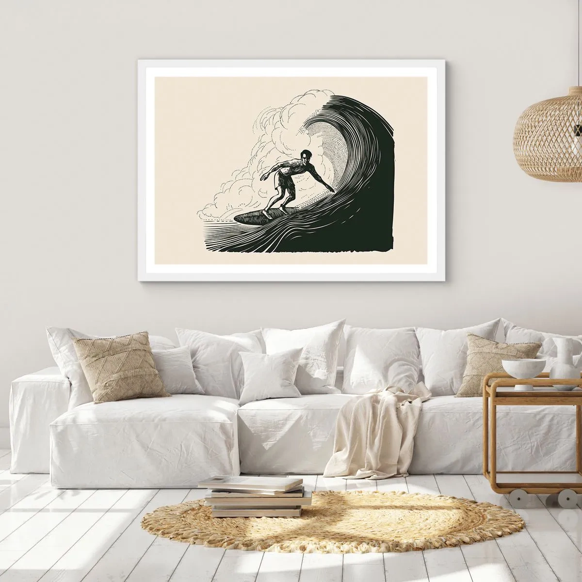 Affiche dans un cadre blanc - Poster - Le roi de la vague - 70x50 cm