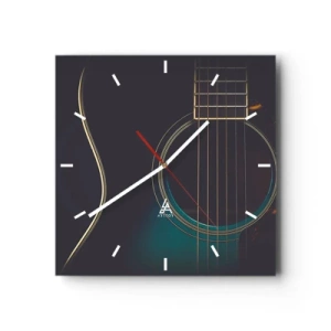 Horloge murale - Pendule murale - Guitare acoustique dans une lumière sombre et élégante - 30x30cm - Le calme avant la tempête - Décoration murale moderne pour le salon et la chambre ARTTOR