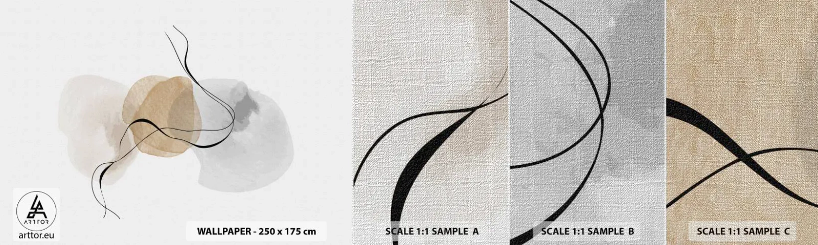 Échantillon de Papier Peint Premium Canvas - Perles d'air - Abstraction, Morceau, Modèle moderne - 100x30 cm