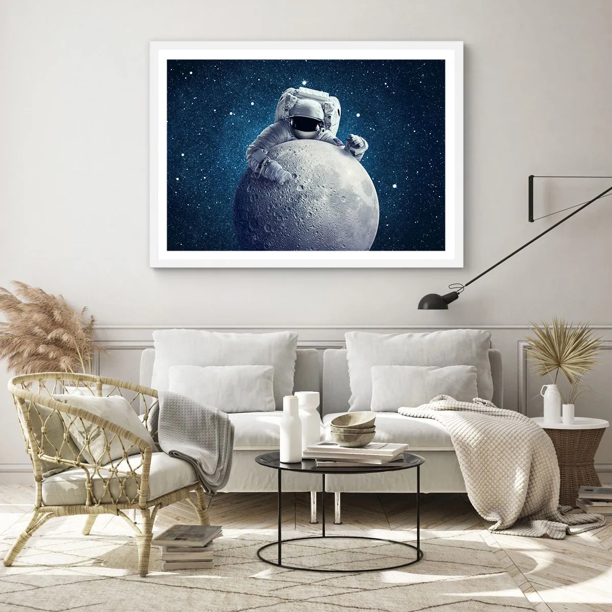 Affiche dans un cadre blanc - Poster - Comique de l'espace - 91x61 cm