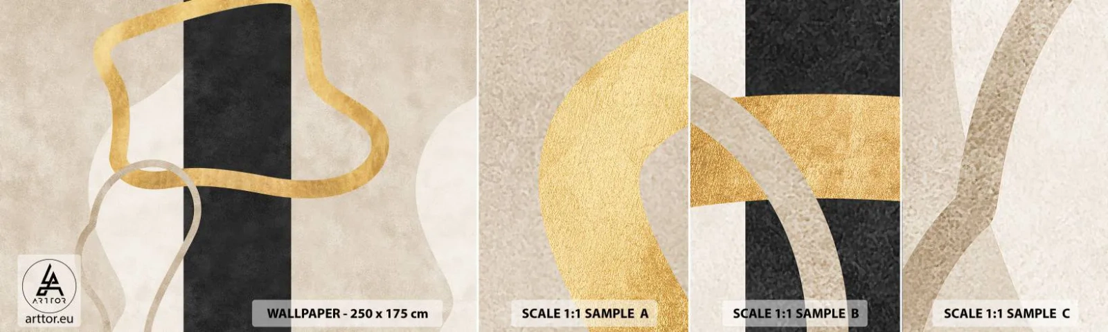 Échantillon de Papier Peint Autocollant Deluxe Sticker - Formes emmellées - Art Déco, Minimalisme, Abstractionnisme - 100x30 cm