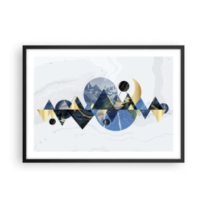 Affiche dans un cadre noir - Poster - Motifs géométriques abstraits avec des motifs de montagne - 70x50cm - Paysage géométrique - Décoration murale moderne pour le salon et la chambre ARTTOR