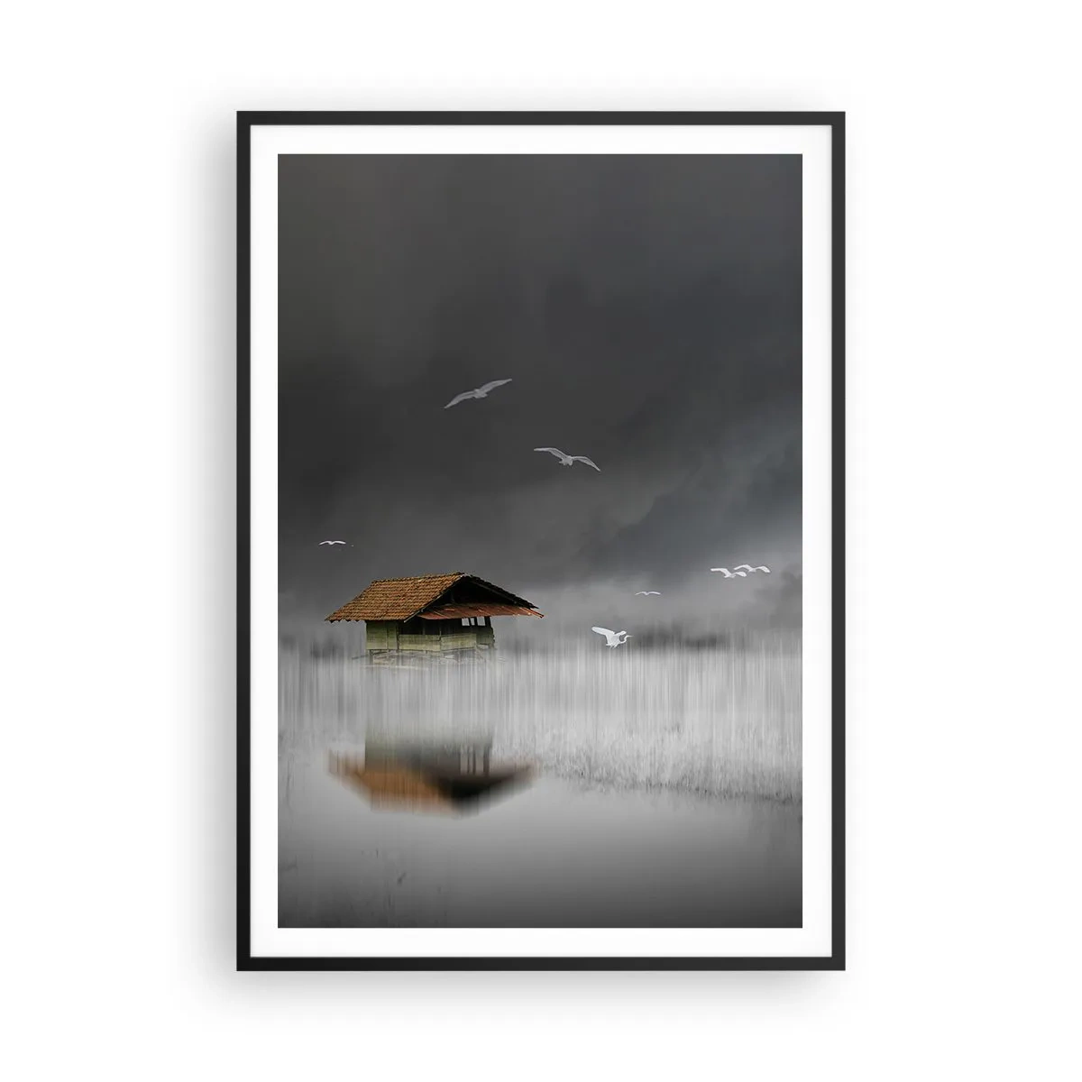 Affiche dans un cadre noir - Poster - A l'abri de la pluie - 70x100 cm