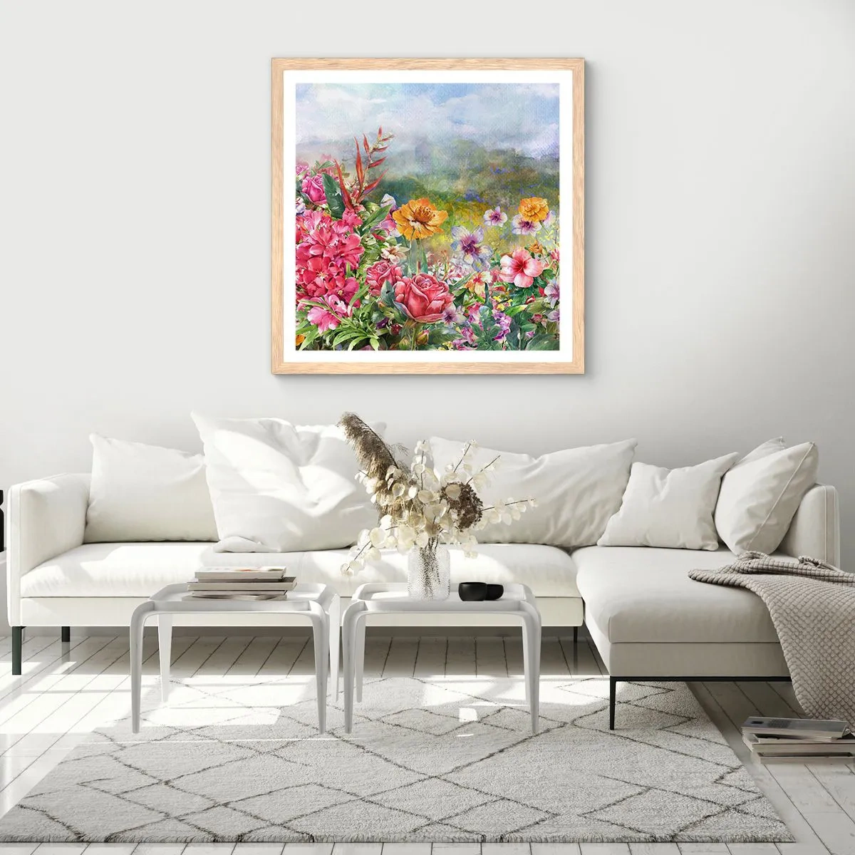 Affiche dans un chêne clair - Poster - Un jardin devenu fou - 30x30 cm