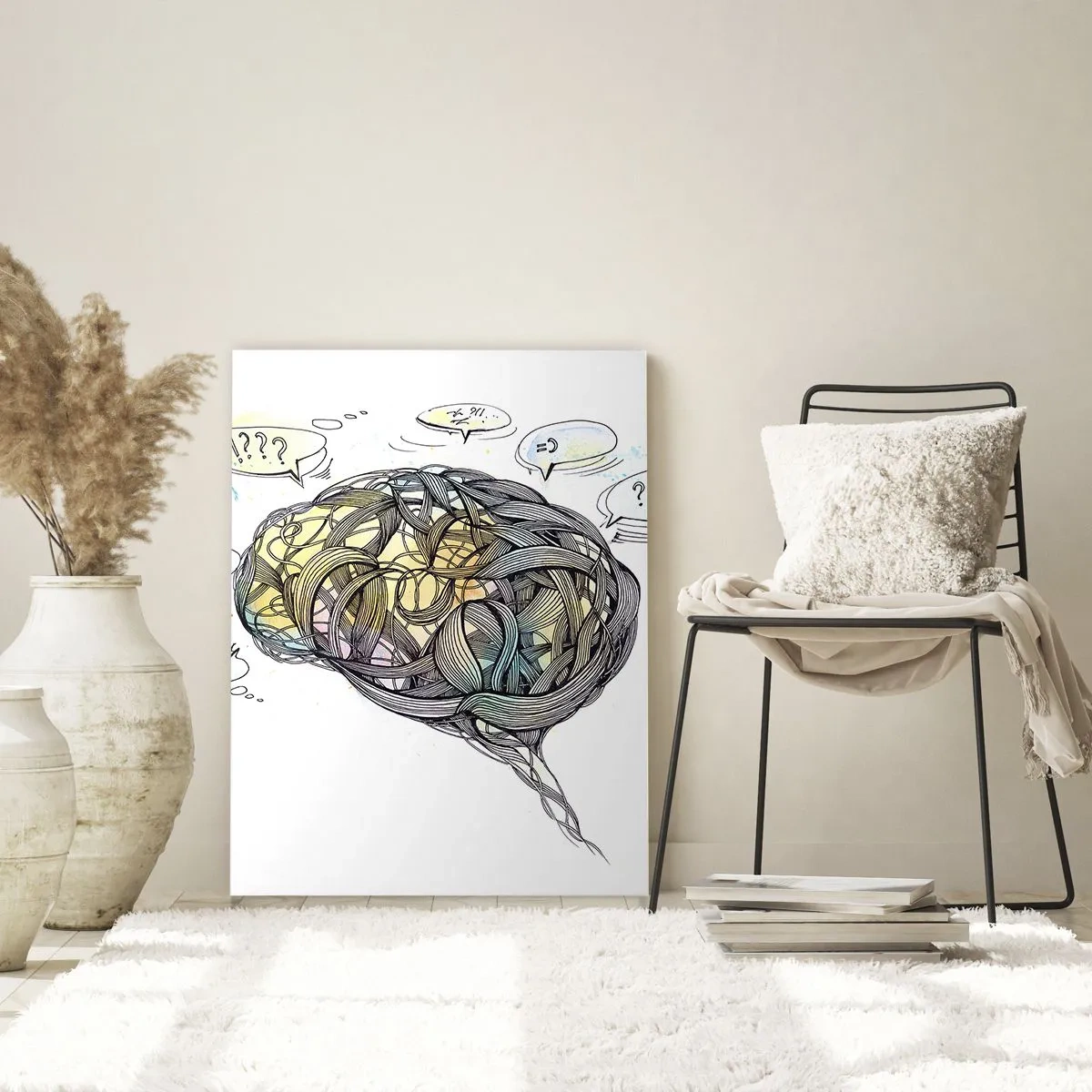 Impression sur verre - Image sur verre - Une vision artistique du cerveau avec des éléments colorés - 80x120cm - L'homme - un grand mystère - Décoration murale moderne pour le salon et la chambre ARTTOR