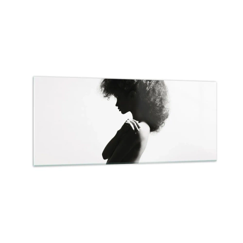 Impression sur verre - Image sur verre - Une silhouette subtile d'une femme dans des tons noirs et blancs sur un fond clair - 120x50cm - Comme une fleur au bout d'une fine tige - Décoration murale moderne pour le salon et la chambre ARTTOR
