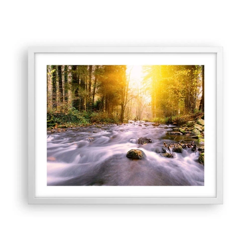 Affiche dans un cadre blanc - Poster - Malachite dans un cadre argent et or - 50x40 cm