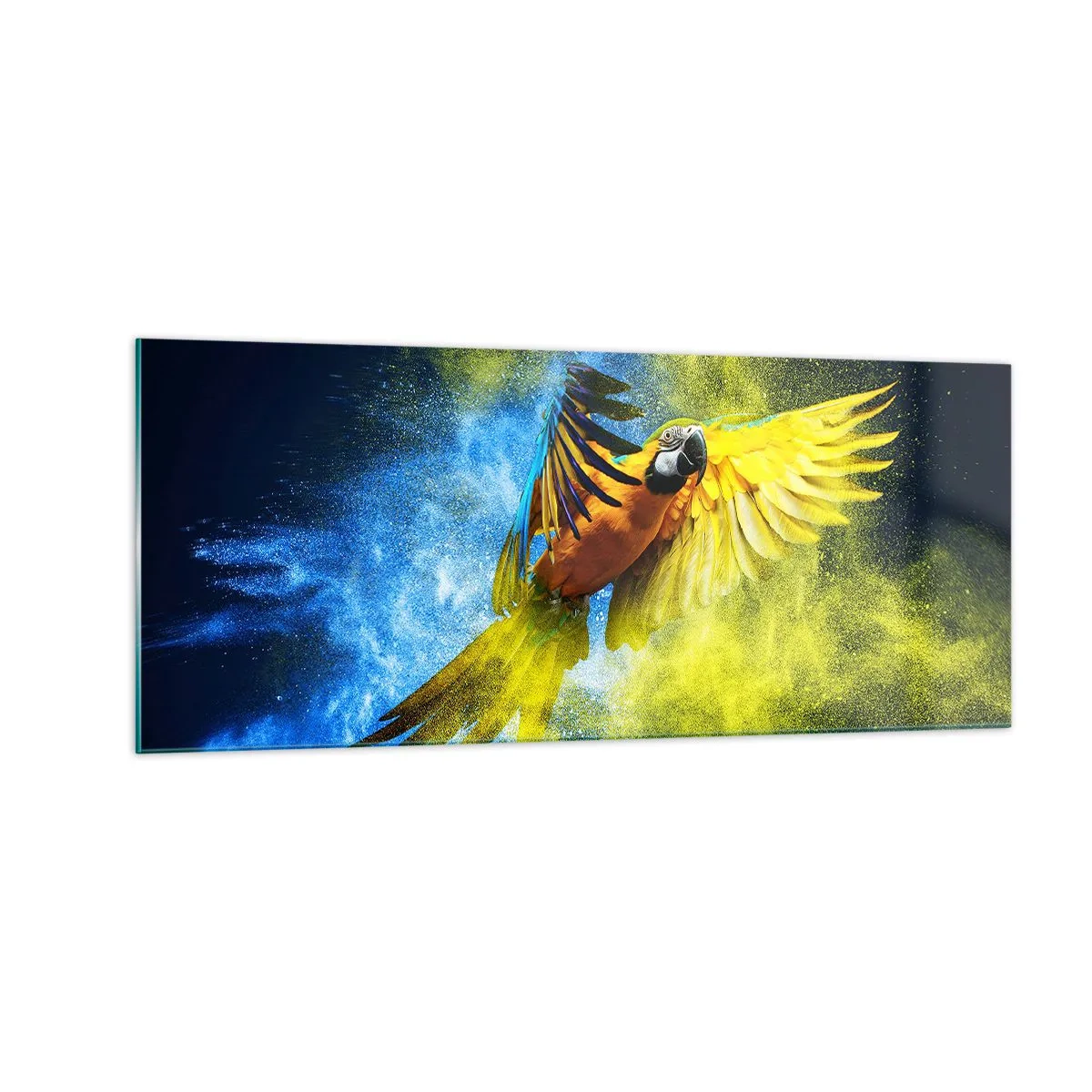 Impression sur verre - Image sur verre - Dans la poussière bleue et dorée - 100x40 cm