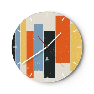 Horloge murale - Pendule murale - Rayures rétro verticales aux couleurs chaudes - 30x30cm - Notation musicale - Décoration murale moderne pour le salon, la cuisine et la chambre ARTTOR