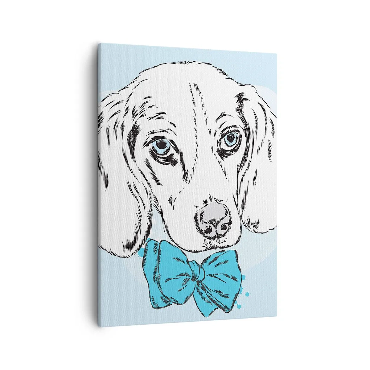Impression sur toile - Image sur toile - Adorable graphique d'un chien avec un nœud papillon sur un fond pastel - 50x70cm - L'élégance du chien - Décoration murale moderne pour le salon et la chambre ARTTOR