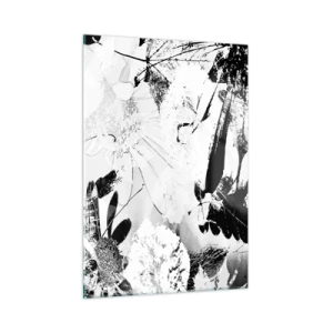 Impression sur verre - Image sur verre - Composition florale en noir et blanc dans un style artistique - 50x70cm - Automne en négatif - Décoration murale moderne pour le salon et la chambre ARTTOR