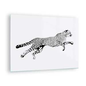Impression sur verre - Image sur verre - Illustration d'un guépard sauteur - 70x50cm - Le plus rapide sur Terre - Décoration murale moderne pour le salon et la chambre ARTTOR