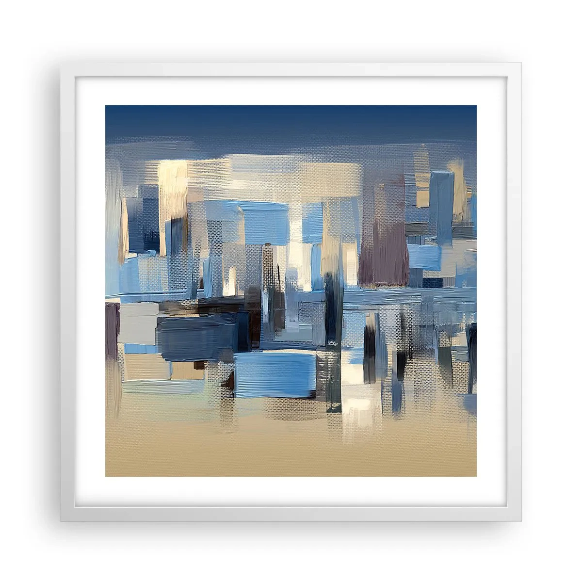 Affiche dans un cadre blanc - Poster - Construction bleue - 50x50 cm