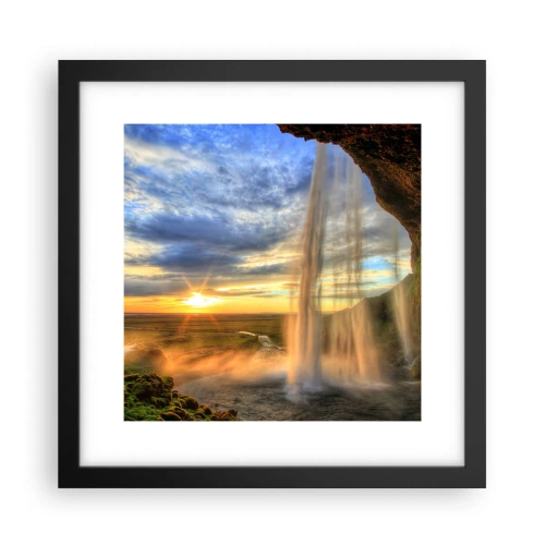 Affiche dans un cadre noir - Poster - Le monde derrière un voile de gouttes - 30x30 cm