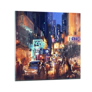 Impression sur verre - Image sur verre - Et la ville ne dort pas - 40x40 cm