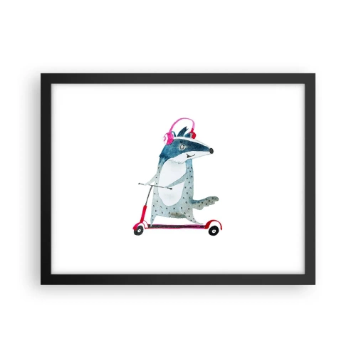 Affiche dans un cadre noir - Poster - La joie du blaireau - 40x30 cm