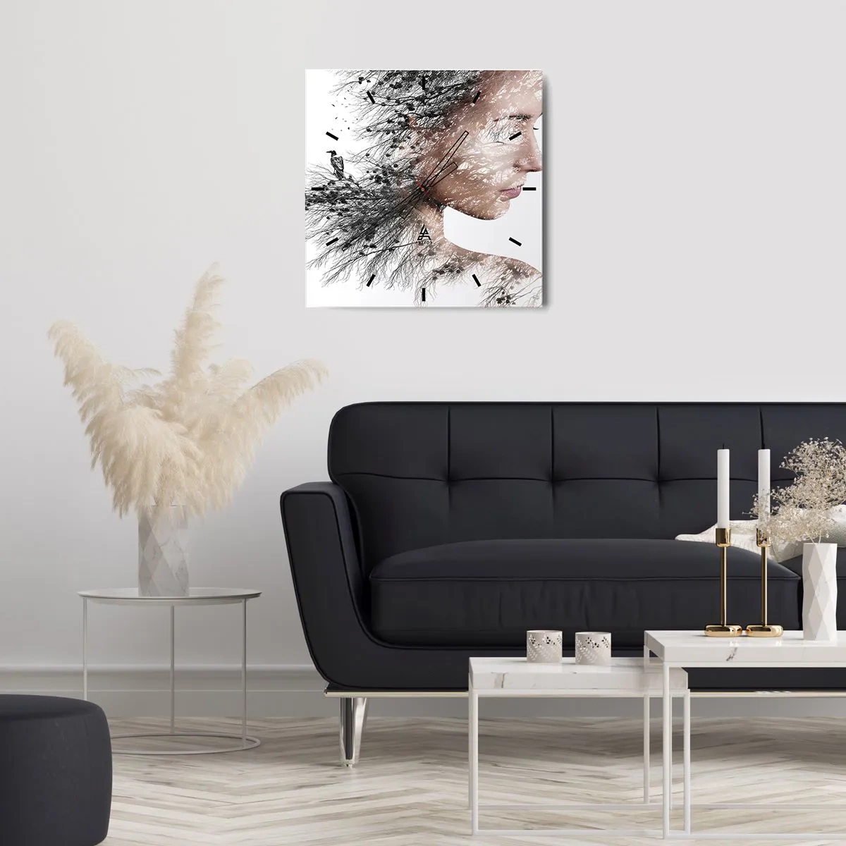 Horloge murale - Pendule murale - L'âme de la forêt - 30x30 cm