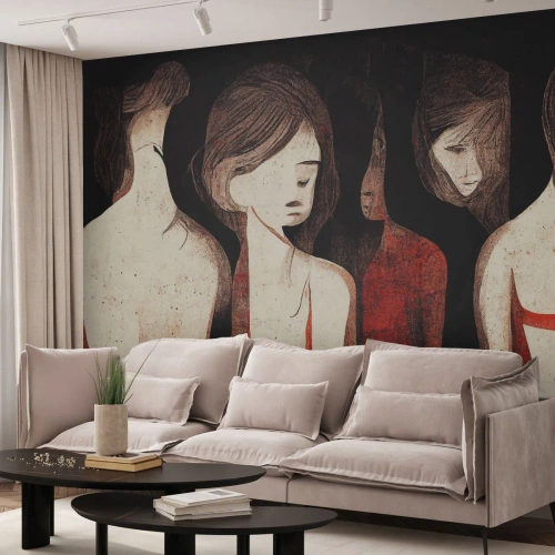 Papier Peint Photo Premium Canvas - Figures artistiques dans une composition abstraite - 100x70cm - Madones des ténèbres - Décoration murale moderne pour le salon et la chambre ARTTOR