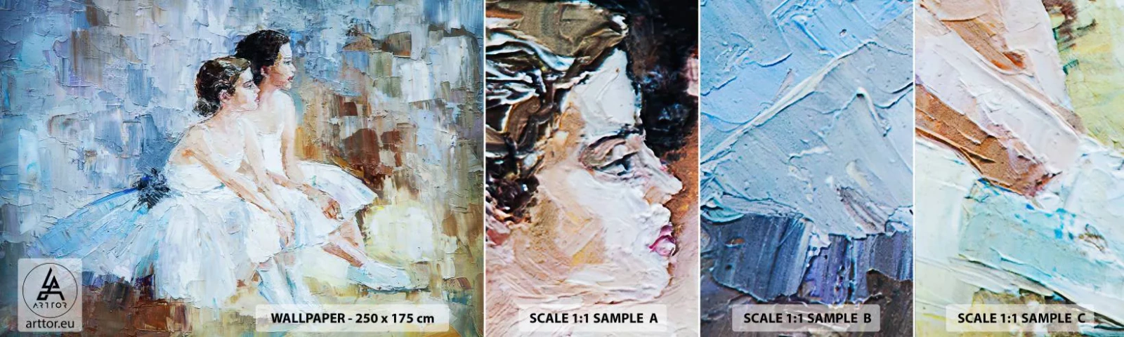 Échantillon de Papier Peint Autocollant Deluxe Sticker - Reste de jeunes cygnes - Ballerine, Danse, Ballet - 100x30 cm