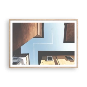 Affiche dans un chêne clair - Poster - Au-dessus du labyrinthe de la ville - 100x70 cm