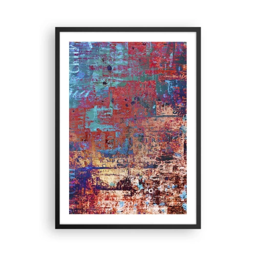 Affiche dans un cadre noir - Poster - Abstraction colorée avec des nuances intenses de rouge et de bleu - 50x70cm - Mémoire et oubli - Décoration murale moderne pour le salon et la chambre ARTTOR