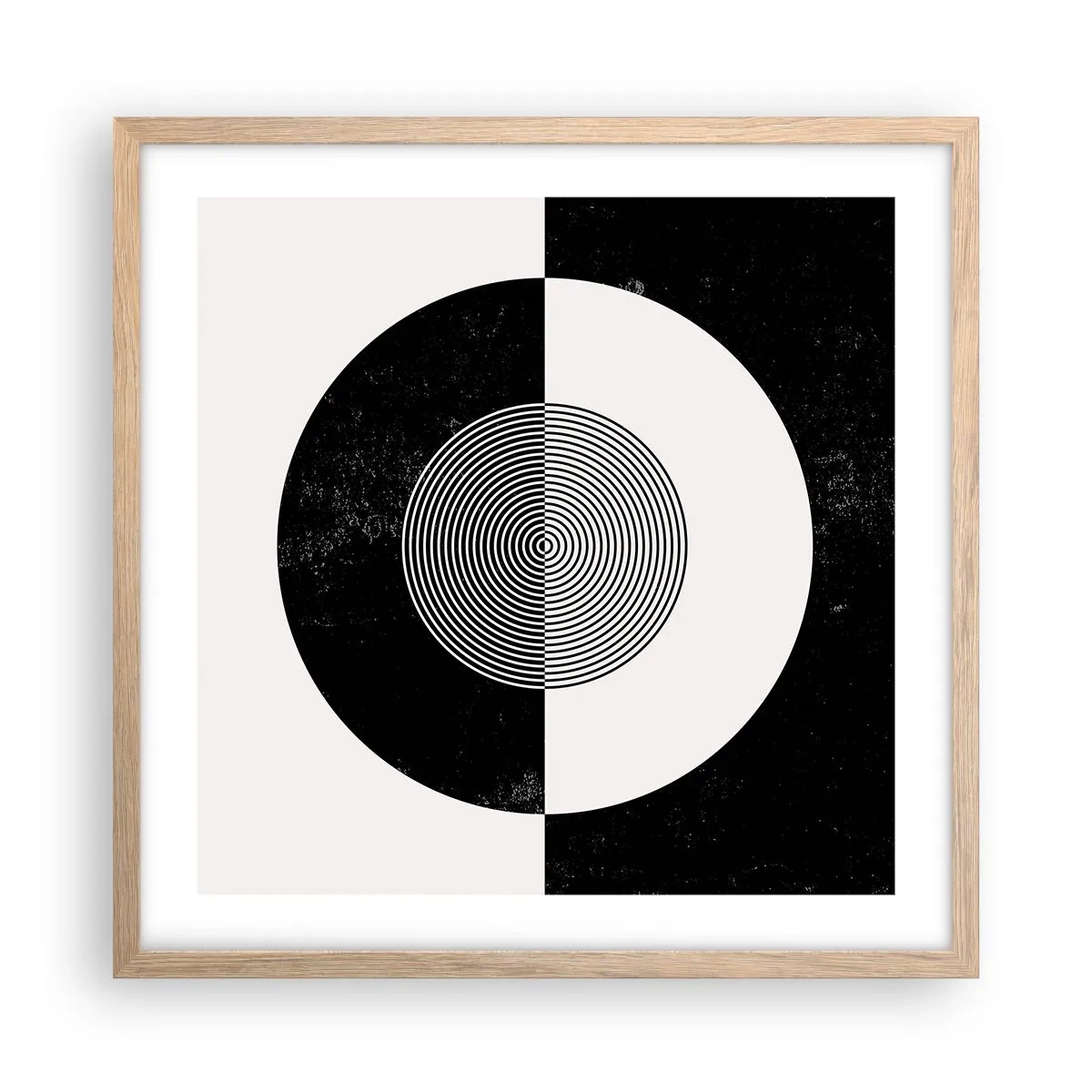 Affiche dans un chêne clair - Poster - Harmonie de noir et blanc - 50x50 cm