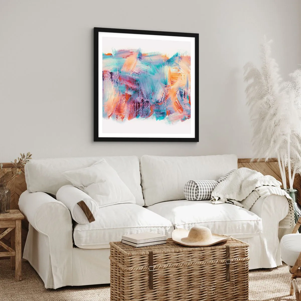 Affiche dans un cadre noir - Poster - Un désordre coloré - 50x50 cm